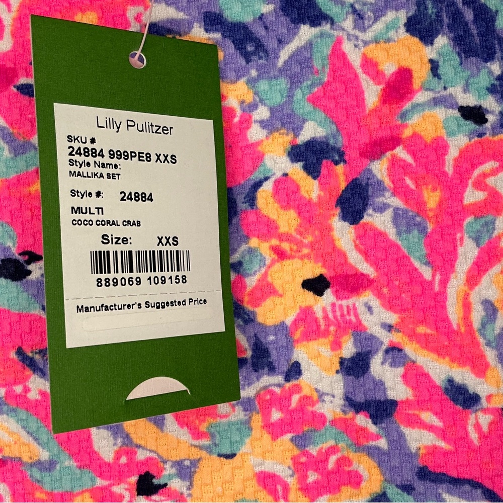 Lilly Pulitzer Coco Coral Crab Mallika Set XXS - Picture 8 of 9